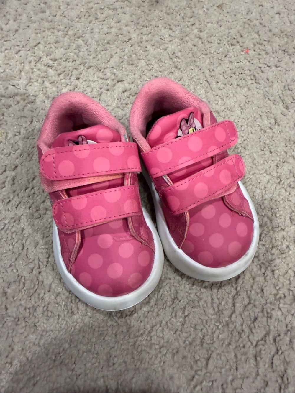 adidas Pink Polka Dot Velcro Toddler Sneakers Minnie Mouse